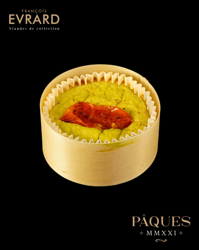 Flan d'asperges parmesan et tomate confite