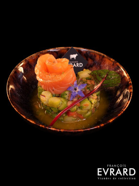 Tartare d'asperges et saumon fumé