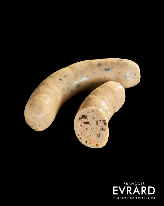 Boudin blanc aux morilles et pépites de foie gras