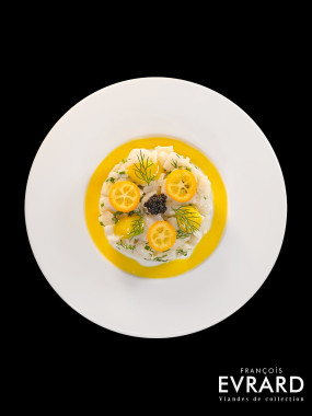 Assiette de Tartare de St Jacques kumquat et agrumes