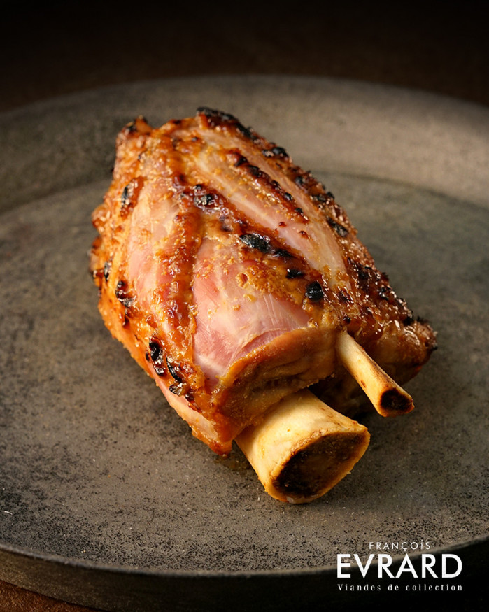 Jambette de porc rôtie miel et moutarde